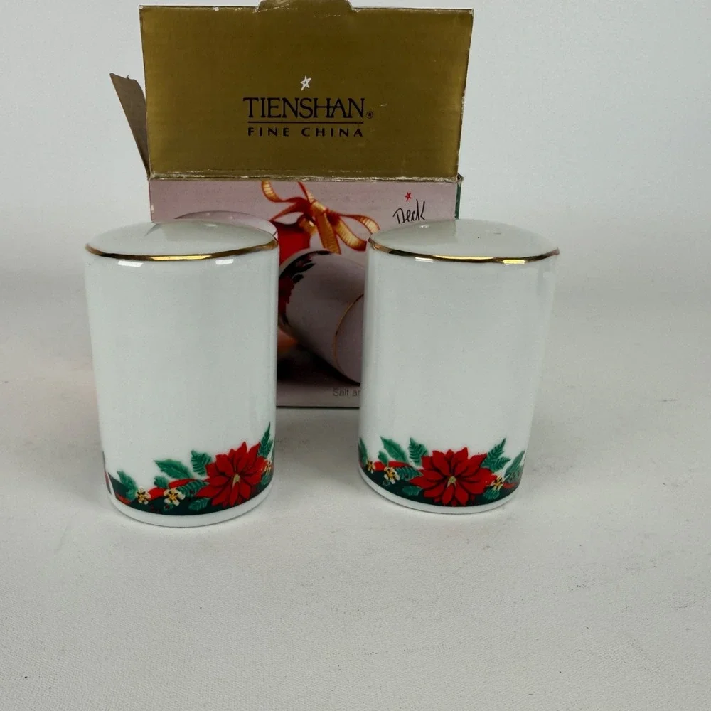 Vintage‎ Tienshan Deck the Halls Salt & Pepper Shakers 1994 Boxed Set